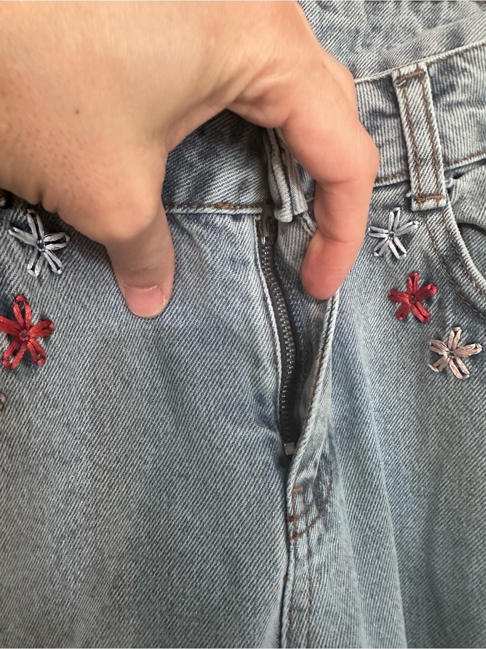Made in Turkey Embroidered Wide Leg Jeans 100% Cotton Size 40( US 10) - Picture 5 of 7